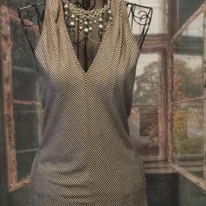 White House/ Black Market b&w sleeveless blouse.